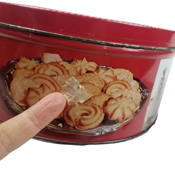Vintage 1985 Round Dana Imported Butter Cookies Tin W/Lid Denmark Empty 7.5x3.5” - Picture 7 of 16